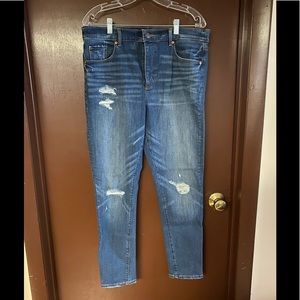 LOFT Modern Distressed High Waist Skinny Jeans